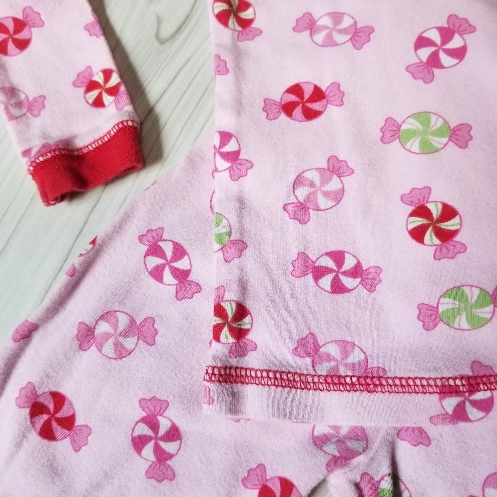 Just one year Carter's pink and red peppermint 2 piece pajama size 18 mo
